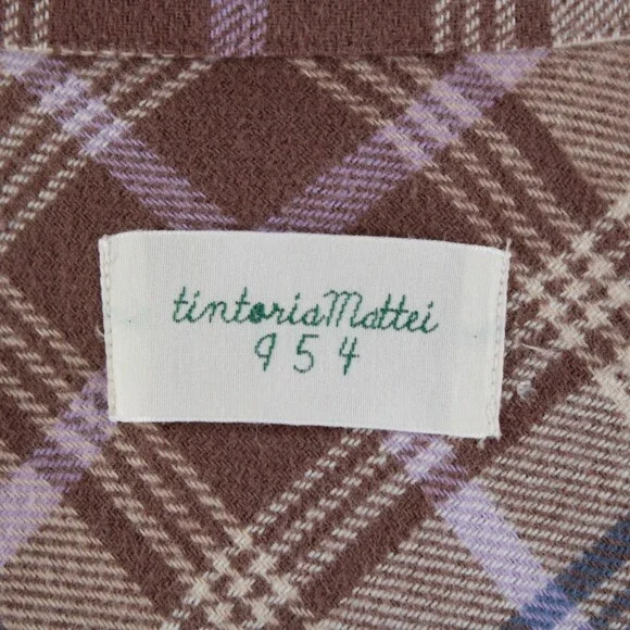 Tintoria Mattei NWT Cotton Overshirt Size Medium In Blue w/ Multicolor Plaid